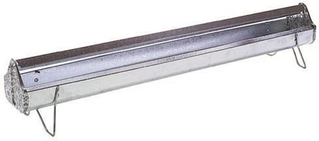 Miller Manufacturing Company 48 Inch Poultry Feeder Trough w/ Anti Roosting Spinning Reel Top For Chickens, Ducks, & Large Birds, Galvanized Steel