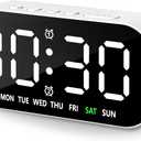 Small Digital Alarm Clocks for Bedrooms, 5 Levels Brightness Dual Alarm 12/24Hr and Snooze Simple Large Numbers Plug in Loud Desk Digital Clock for Heavy Sleepers Adults Teens (White)