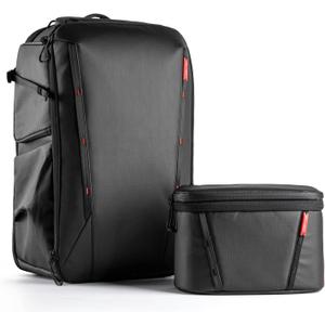 PGYTECH OneMo 2 35L-45L Camera Backpack with Shoulder Bag for 17" Laptop, Waterproof DSLR Camera Pack for Canon/Nikon/Sony, Extra Large Photography Bag, Drone Backpack for DJI Mini 3 Pro/Mavic 3/ FPV (Black)