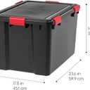 IRIS USA WeatherPro 74 Qt Storage Bins with Lids, 4 Pack, BPA-Free Plastic Gasket Box with Tight Latch and Seal, Stackable Nestable Tote Tub - Black/Red