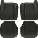 Driver & Passenger Side Bottom and Top Lean Back Leather Seat Covers Dark Gray #692 or 69i Compatible with Chevy GMC Silverado Avalanche Sierra Tahoe Suburban Yukon 2003 2004 2005 2006