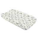 Crane Baby Green Leaf, Quilted Changing Pad Cover, 100% Cotton Sateen, 16in X 32in, Fitted with Elastic, Soft, Machine Washable, Neutral Nursery Essential