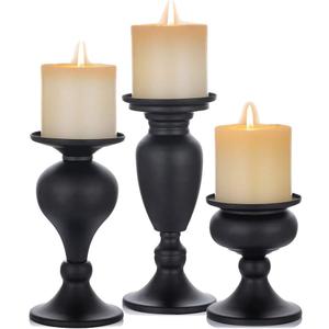 Sziqiqi Pillar Candle Holders Set of 3 Black for Table Mantle Fireplace Decor Modern Farmhouse Home Decor Sziqiqi Pillar Candle Holders Set of 3 Black for Table Mantle Fireplace Decor Modern Farmhouse Home Decor