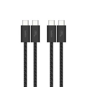 Belkin USB C to USB C Cable 2-Pack, 3.3ft, 60W - Type C Charger, iPhone Charger Cord, Soft, Braided, Flexible for iPhone 16, Galaxy S25, Pixel 9, Airpods, iPad Pro & More, Travel Essentials - Black