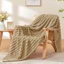 BEDELITE Camel Throw Blanket for Couch and Bed- Super Soft and Warm 3D Checkered Fluffy Fuzzy Fleece Blanket, Luxurious Plush Cozy Blanket for Room Decor Spring, 50x60 inches