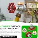 2-Pack Universal Outdoor Faucet Repair Kit with VACVBKX1B Vacuum Breaker Kit, Anti-Siphon Frost-Free Hose Bib Sillcock Valve Replacement, Wall Hydrant Complete Replacement Kit