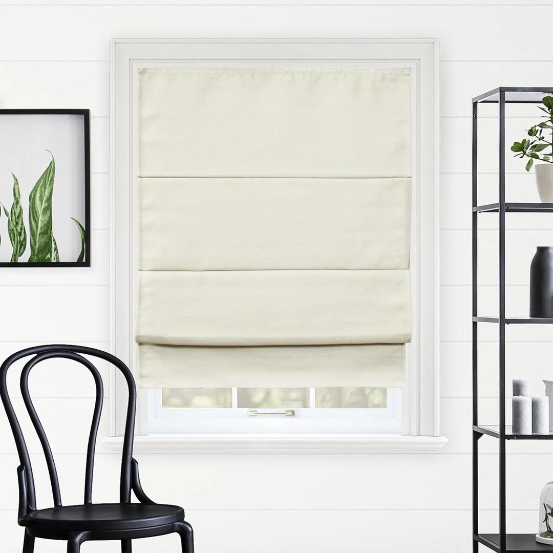 CHICOLOGY Cordless Roman Shade Window Treatment, Room Darkening Privacy Liner, True-to-Size No Deduction, Inside/Outside/Ceiling Mount, Cordless for Kids & Pets, 27" W x 64" H, Del Mar Moon Shell