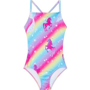 Girls Bathing Suits UPF 50+ Swimsuits Quick-Dry Cross-Strap for Toddlers & Kids 3-12T Sleeveless Sun Protection