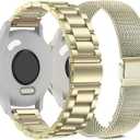 ViCRiOR 18mm Watch Bands Compatible with Garmin Venu 3S/Venu 4 41mm/ Vivoactive 4S /Venu 2s / Vivomove 3S, Solid Stainless Steel Watchband+ Mesh Strap Bracelet for Garmin Forerunner 255s/265S