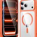 FNTCASE for iPhone 17 Pro-Max Case: Clear Magnetic Phone Cases with Screen Protector Compatible with Magsafe Slim Anti Yellowing Rugged Shockproof Protective Transparent Cell Phone Cover (B-Orange)