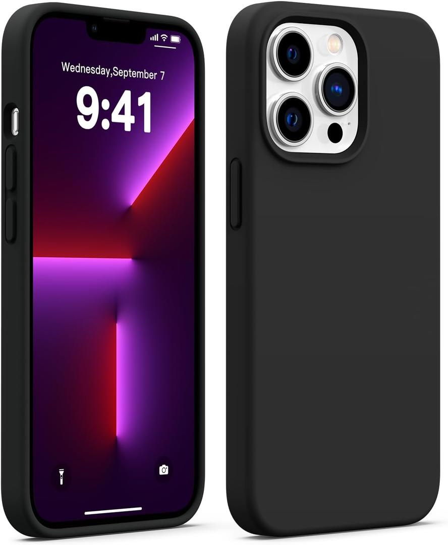 JELE Compatible with iPhone 13 Pro Max Case Silicone, Shockproof iPhone 13 Pro Max Case with [Military Drop Protection], [Soft Anti-Scratch Microfiber Lining], Dust-Resistant Phone Cover, Black