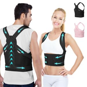 Posture Corrector for Women and Men,4 In 1 Adjustable Full Back Brace,Posture Braces Can Relieve Upper and Lower Back Pain, Shoulder Braces for Hunchback,Scoliosis, Lumbar Spine, Spine(Large Black)