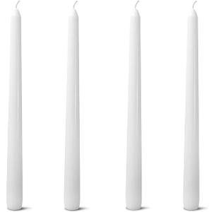 4 Pack White Taper CandlesTaper Candles 10 Inch DriplessUnscented & Smokeless Candlesticks Bulk7-8 Hours Long Burning Tall CandlesIdeal for Christmas Weddings Parties Dinner