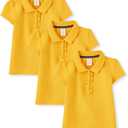 Gymboree Girls' and Toddler Short Sleeve Ruffle Polo Shirt Multipack, 12