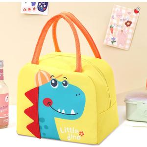 Generic Reusable Cooler Bags Cartoon Lunch Tote Bags Insulated Portable Lunch Box Bag for Work Office Picnic Beach (Yellow Dinosaur)