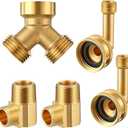 Feekoon 5 Pack Brass Dishwasher Fitting Kit, Brass Inlet Elbow, 3/8" MIP Elbow, Y Connector, Dishwasher Hookup Connection Kit for Water Supply Line