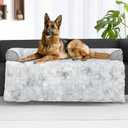 blunique Calming Extra Large Dog Couch Bed for Dogs, 45 x 37 inch Waterproof Removable Pet Mat Couch Cover for Furniture Protector, Non-Slip Fluffy Pelsbarn Dog Bed for Couch, Sofa, Car - Tie-Dye Grey