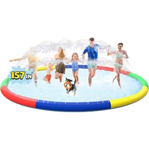 13 FT Large Splash Pad for Kids Ages 4-8, Non-Slip Baby Splash Pads for Toddlers, Oversized Kids Sprinklers for Yard, Heavy Duty Kid Pools Water Toys for Outdoor Family, Friends Summer Fun