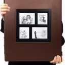 RECUTMS Self Adhesive Photo Album Scrapbook Album 60 Magnetic Double Sided Pages Leather Hardcover 13.3 x 13.4 (Inches) Large Leather Family Photo Albums with Sticky Page(Brown)
