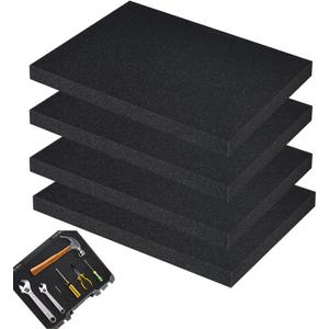 Polyurethane Foam Board - 16 x 12 x 1 inch Cuttable - Organized Toolbox/Camera Storage & Craft Hardware - Cushion Foam Pads (4)