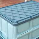 Blue Folding Plastic Stackable Utility Crates 2-Pack, Collapsible Storage Bins with Lids 30L, Durable Containers for Home & Garage Organization