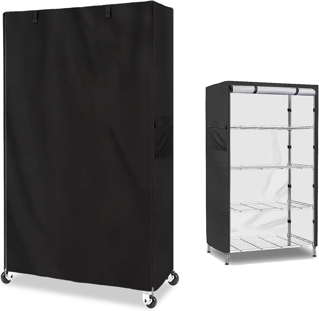 Shelf Cover, Waterproof Dustproof Storage Shelving Unit Cover, Fits 36"Wx24"Dx72"H Shelf, Display Rack Protector with Zipper, Black