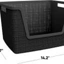 Curver Set of 4 Large 18L Easy Access Jute Decorative Plastic Organization and Storage Baskets - Perfect Bins for Home Office, Closet Shelves, Kitchen Pantry and All Bedroom Essentials, Black