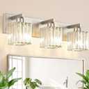 Brushed Nickel Bathroom Light Fixtures 3-Light Crystal Vanity Lights