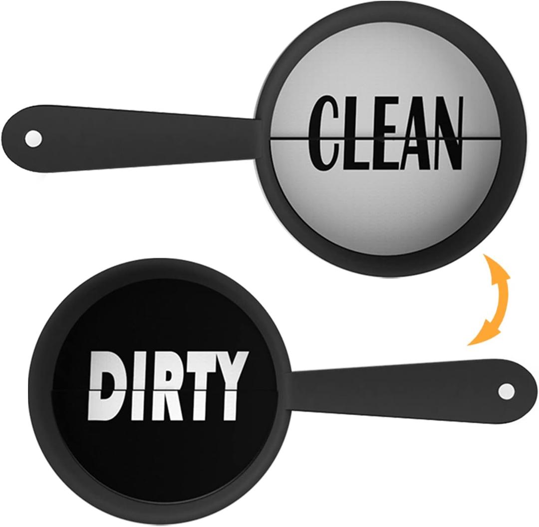 SOOOEC Dishwasher Clean Dirty Sign Magnet Free, Cute Pan Design Clean Dirty Sign Funny for Dishwasher with Removable Double Sided Sticker,NON- Magnetic