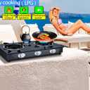 Horynar Propane Stove 3 Burner, Propane Burner, Auto Ignition, Gsa Stove 28,000 BTU,Thickened High-temperature Glass, Easy to Clean, with CSA Hose for Outdoor Cooking, RV, Emergency