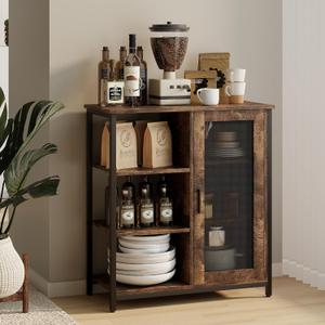 LVSOMT Mini Coffee Bar Cabinet with Storage, 27.5'' Small Kitchen Bar Table, Cute Corner Bar Cabinet for Tea, Buffet Sideboard Cabinet for Dining Room, Farmhouse Coffee Station for Wine (Brown) (27.5"L, Brown(27.5"l)) LVSOMT Mini Coffee Bar Cabinet with Storage, 27.5'' Small Kitchen Bar Table, Cute Corner Bar Cabinet for Tea, Buffet Sideboard Cabinet for Dining Room, Farmhouse Coffee Station for Wine (Brown) (27.5"L, Brown(27.5"l))