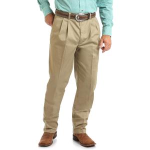 Wrangler Men's Pleated Front Casual Pants (34W x 36L, Khaki)