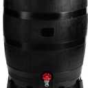 RTS Home Accents 50-Gallon ECO Rain Barrel Made with 100% Recycled Plastic, Flat Back Rain Water Collection Barrel, Stand Included, Black