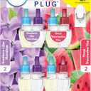 Febreze Odor-Fighting Fade Defy PLUG Air Freshener, Southern Lilac Mornings, Sweet Watermelon Vine, Pack of 4 (2 of Each), .79 fl. oz. Oil Refill