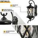 NLIEOPDA Retro Large Outdoor Wall Lanterns 24" Exterior Light Fixtures Coach Light Waterproof Aluminium with Water Glass Outside Wall Lamps for House Front Door Garage Porch Lighting, Black