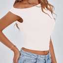 PRETTYGARDEN Women's Off The Shoulder Crop Top - Chic Asymmetrical Going Out Tops for Summer 2026, Slim Fitted & Breathable (XXL)