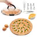 Deviled Egg Containers with Lid, Deviled Egg Platter with 24 Slots, Wooden Devil Eggs Tray, Portable Devil Eggs Organizer with Injector Piping, Slicer, for Easter, Party, Picnic, (Without  a Clip)