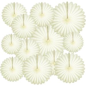 20 Pcs Cream White Hanging Paper Fan, Hanging Honeycomb Round Paper Fans for Weddings, Birthdays, Christmas, Baby Showers, Classroom, Events Ceiling Party Supplies Decorations