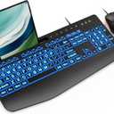 Wired Keyboard Mouse Combo - Large Print Backlit, Ergonomic Wrist Rest, 6 DPI RGB for PC/Windows - Ideal for Seniors, Students, Office and Home SABLUTE KM21Pro
