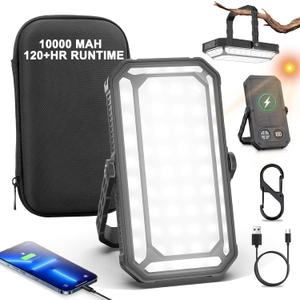Camping Lantern LED Rechargeable - up to 120+ Hours, 10000mAh Portable Camping Lights with Redlight &12 Light Modes, LCD Display, Dimmable, Waterproof, Camping Lantern for Power Outages, Hurricane (1PCS)
