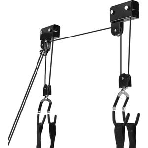 Kayak Hoist Lift Garage Storage with 125lb Capacity Overhead Pulley System for Kayak, Canoe, Bike, Ladder, Paddleboard, Black