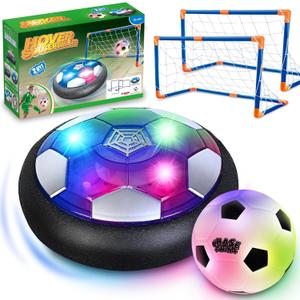Soccer Ball Toys Game for Kids Age 3 4 5 6 7 8-12, Hover Soccer Ball Set with Hover Soccer Balls, Light-Up Indoor football Balls and 2 Goals, Christmas Birthday Gifts for Boy Girl 3-5 6-8 Year Old