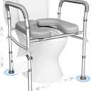 Raised Toilet Seat with Handles,2-in-1 Shower Chair & Toilet Seat Riser for Seniors, 8-Level Height & 3-Level Width Adjustment, Fits Must Body Sizes and Toilets, for Pregnant & Disabled