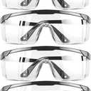 Safety GlassesClear Anti-Fog Goggles Over-Spec Glasses Protective Eye Wear Industrial Approved Wide, Vision 4 Pack