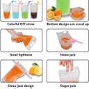 100 Pcs Zipper Plastic Pouches Drink Bags,Heavy Duty Hand-Held Translucent frosted Reclosable Stand-up Bag 2.4" Bottom Gusset with 100pcs Straws & Funnel Included (clear)