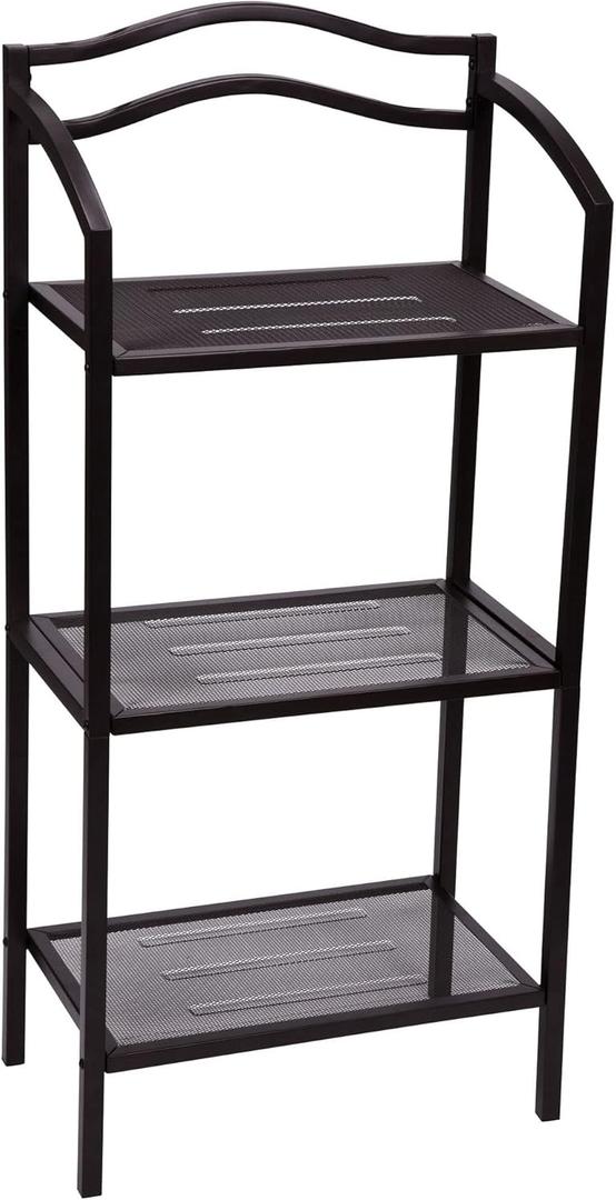 Household Essentials 3-Tier Metal Bathroom Storage Shelf, Espresso Brown