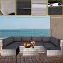 14 Piece Outdoor Patio Cushion Cover Replacement, Waterproof Patio Cushion Covers, Outdoor Furniture Cushion Covers Set for 6 Seat Wicker Rattan Sofa (Deep Grey)