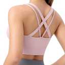 Sports Bras for Women, Criss-Cross Back, Adjustable Wire-Free Medium Support Workout Bra with Removable Cups (Large, Pink)