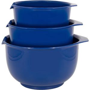 GLAD Mixing Bowls with Pour Spout, Set of 3 Nesting Design Saves Space Non-Slip, BPA Free, Dishwasher Safe Plastic Kitchen Cooking and Baking Supplies, Blue