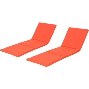 Christopher Knight Home Jamaica Outdoor Water Resistant Chaise Lounge Cushions, 2-Pcs Set, Orange, 2 Count